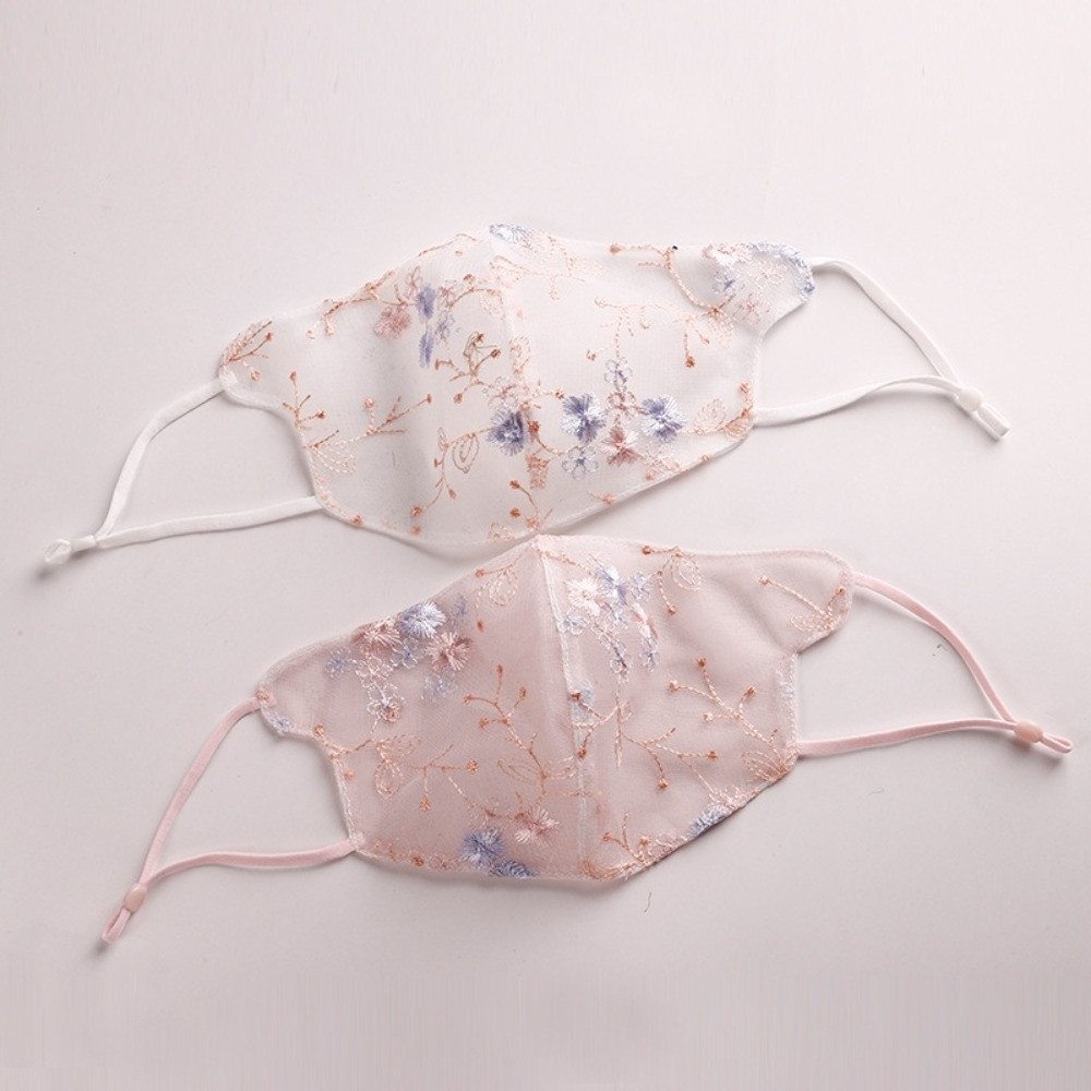 Cloth Face Mask Washable - Maschera classica con velo ricamato a